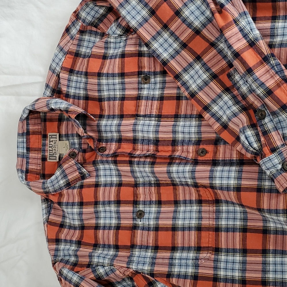 Duluth Trading Co. Mens L Flannel heavy cotton button down shirt